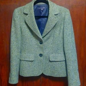 Ann Taylor Green Tweed Blazer Jacket size 6